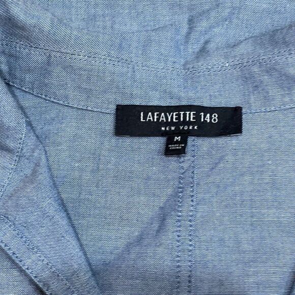 LAFAYETTE 148 New York Nicole Chambray Ombre Dress Size M Lagenlook Relaxed Fit - Picture 9 of 15